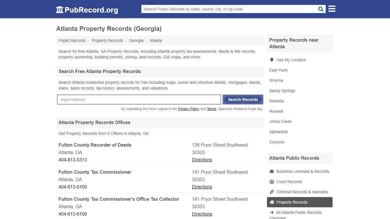 Free Atlanta Property Records (Georgia Property Records) - PubRecord.org